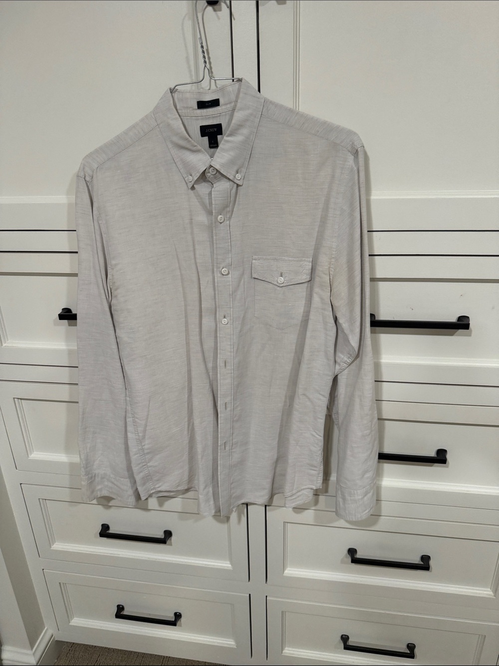 J. Crew Light Gray Button-Down Shirt - Long Sleeve